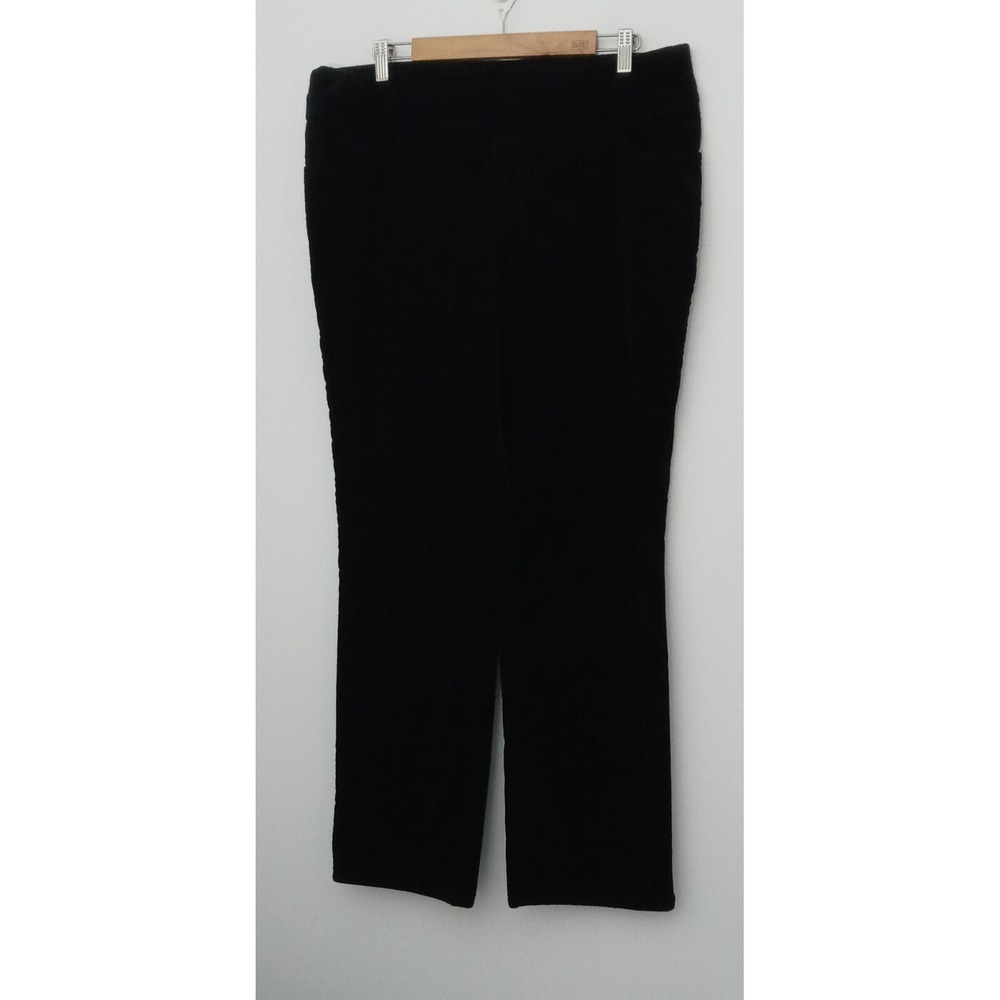 Denim & Co Pants Size 16 Black Corduroy Pull On Stretch Pants Straight Leg Preow